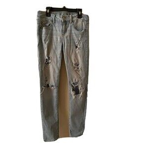 Women’s American Eagle Light Wash Distressed Jeans Size 4 Regular Skinny Jeans